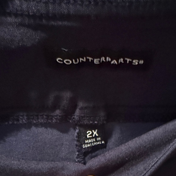 Counterparts 2X Navy Capris with Button Accents - Picture 2 of 6